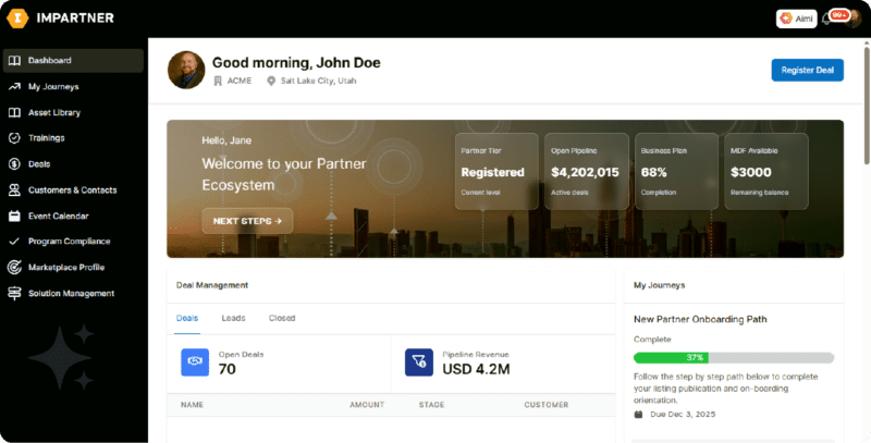 Impartner dashboard with Aimi